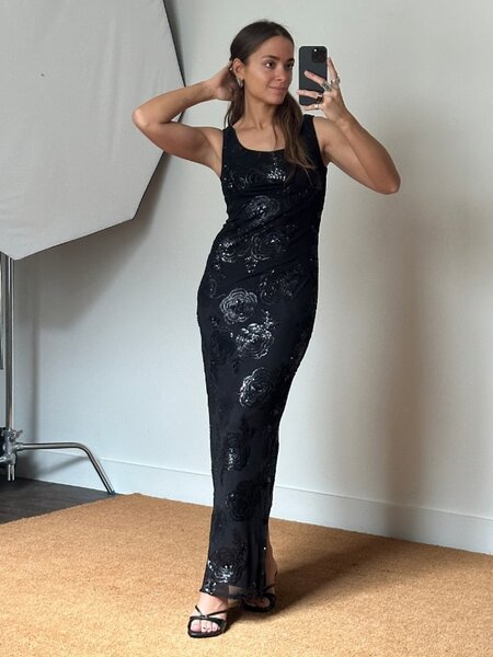 Rotate Sequins Fitted Maxi Dress