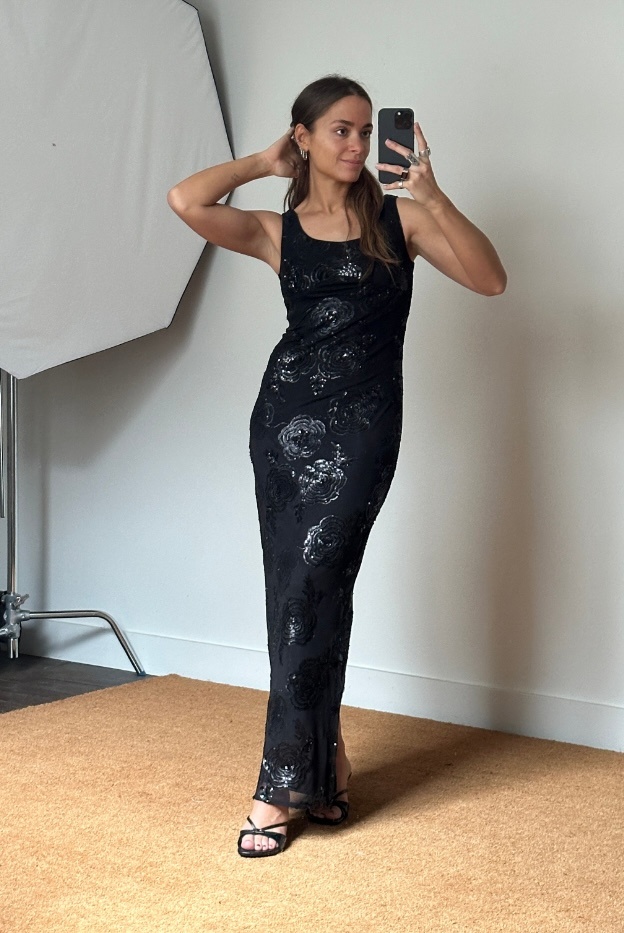 Rotate Sequins Fitted Maxi Dress