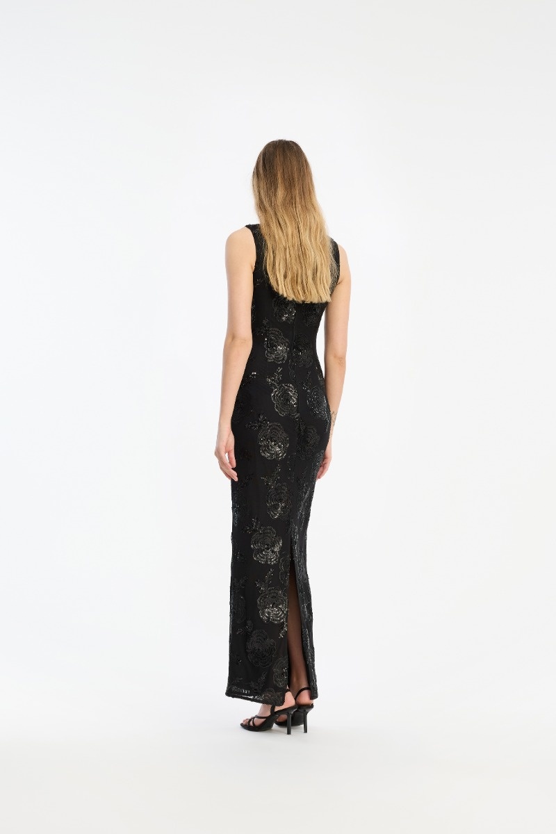 Rotate Sequins Fitted Maxi Dress