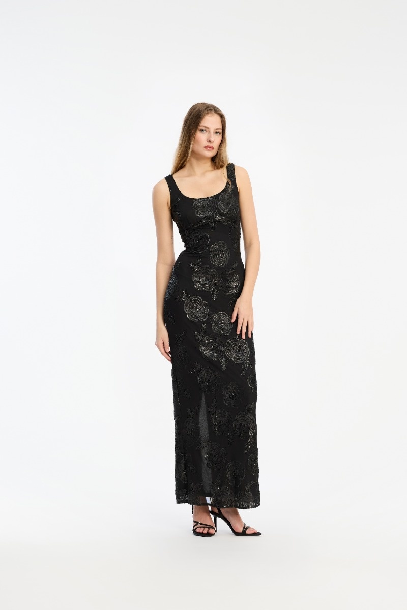 Rotate Sequins Fitted Maxi Dress