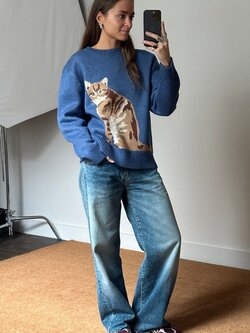 House of Sunny Crew Neck Ginger Cat Knit