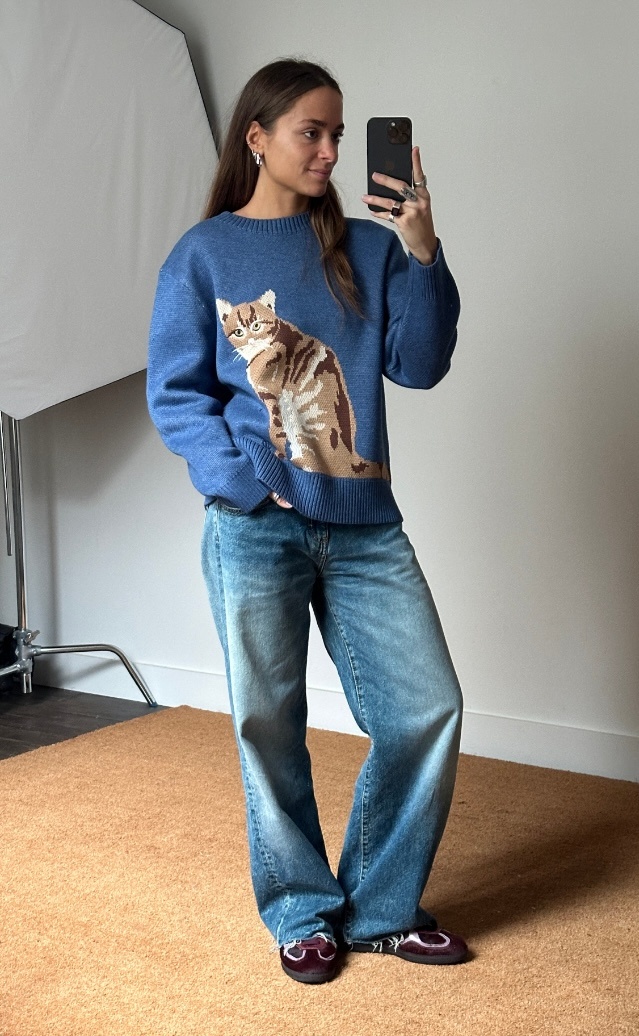 House of Sunny Crew Neck Ginger Cat Knit