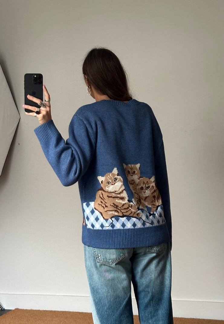 House of Sunny Crew Neck Ginger Cat Knit