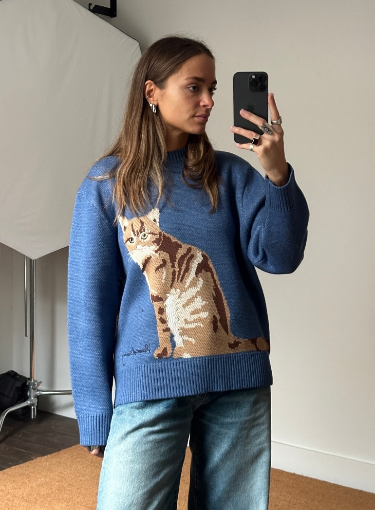 House of Sunny Crew Neck Ginger Cat Knit