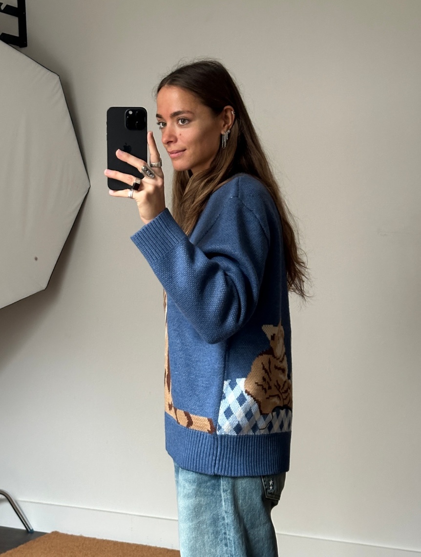 House of Sunny Crew Neck Ginger Cat Knit