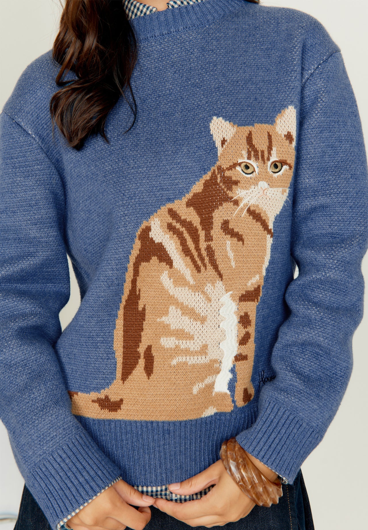 House of Sunny Crew Neck Ginger Cat Knit