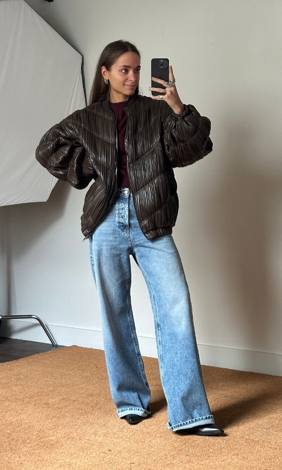 Rotate Pleated Bomber Jacket