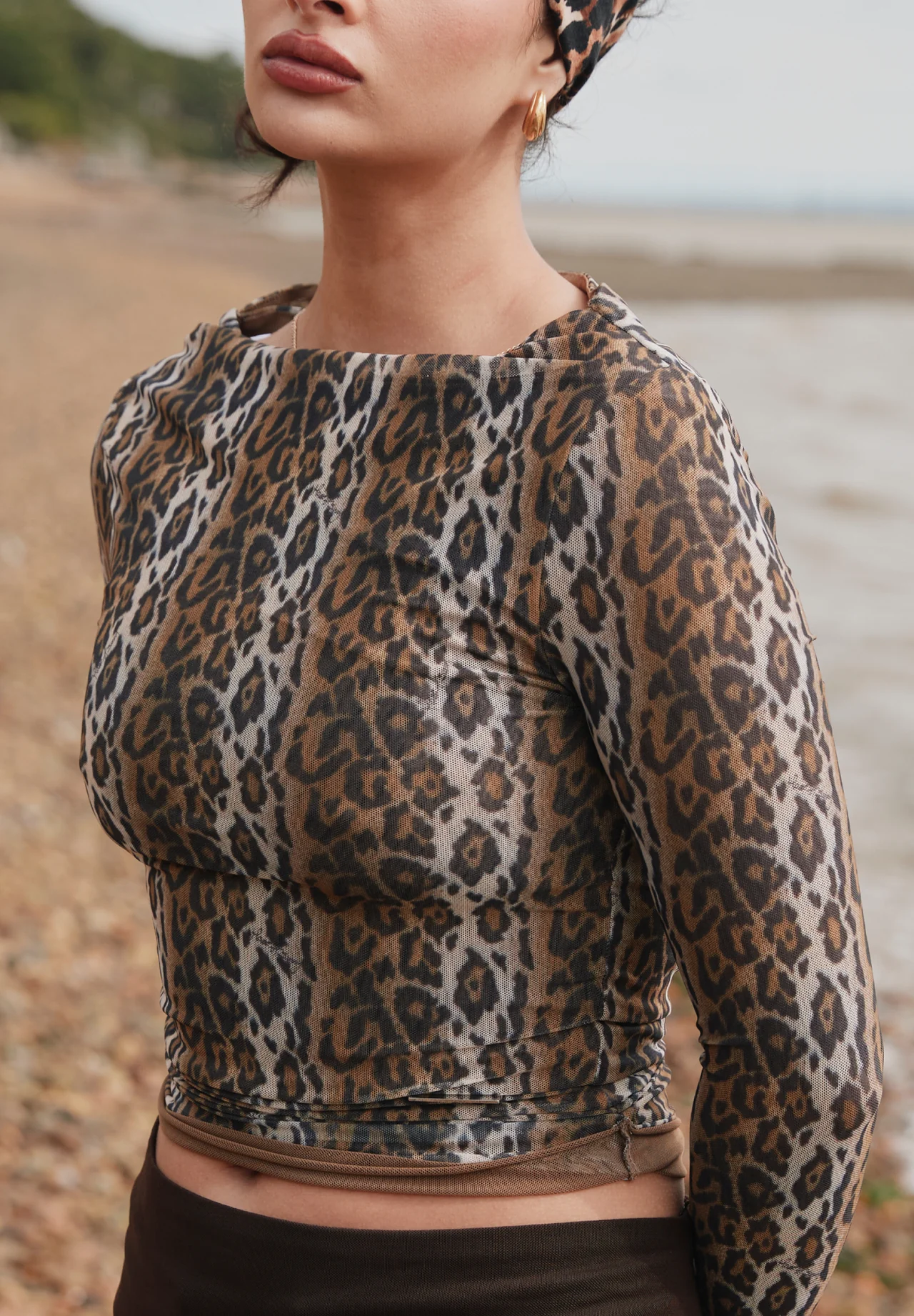 House of Sunny Mesh Leopard Double Layer Longsleeve