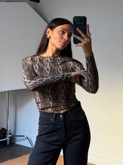 House of Sunny Mesh Leopard Double Layer Longsleeve