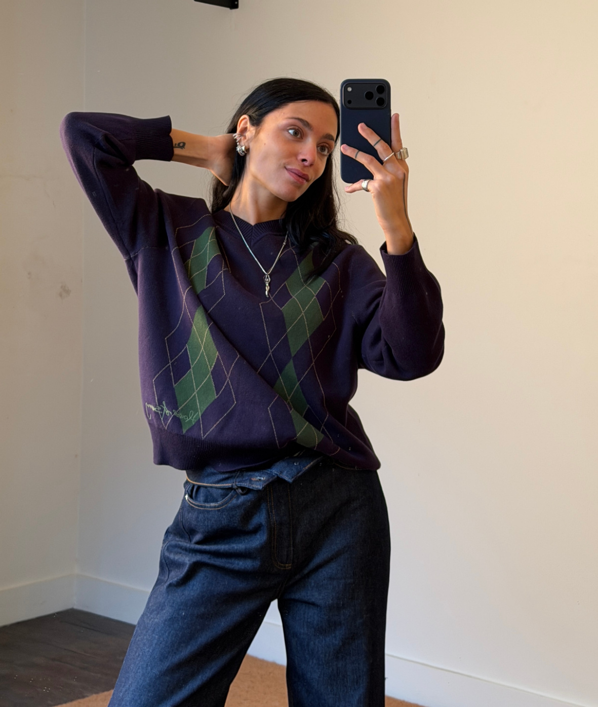 House of Sunny Argyle Jumper Sweater