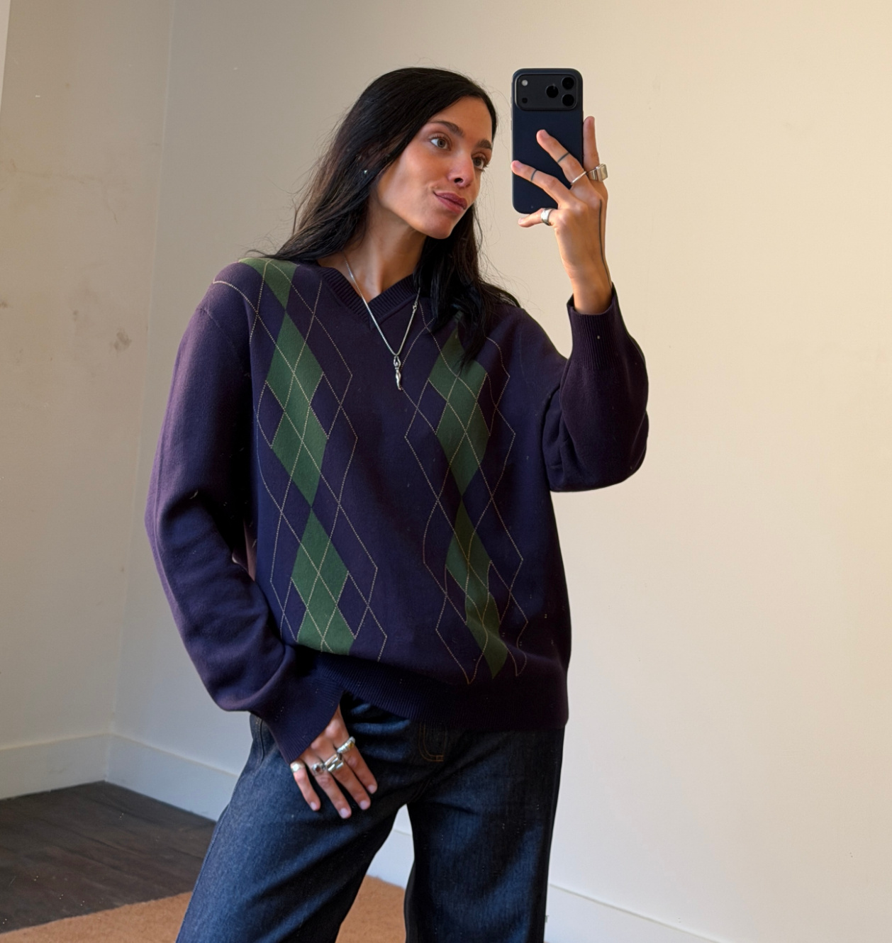 House of Sunny Argyle Jumper Sweater