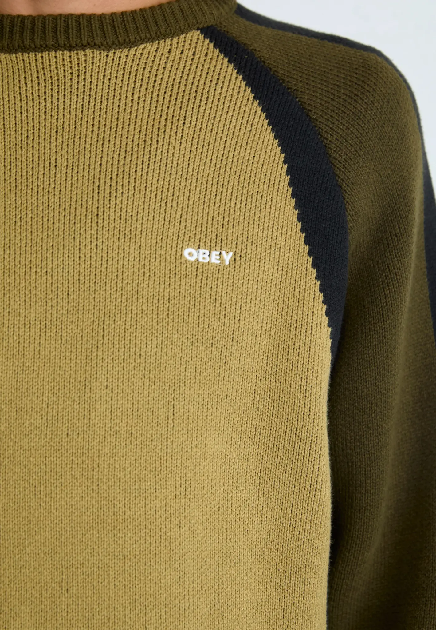 Obey Men Raglan Crew Neck Sweater