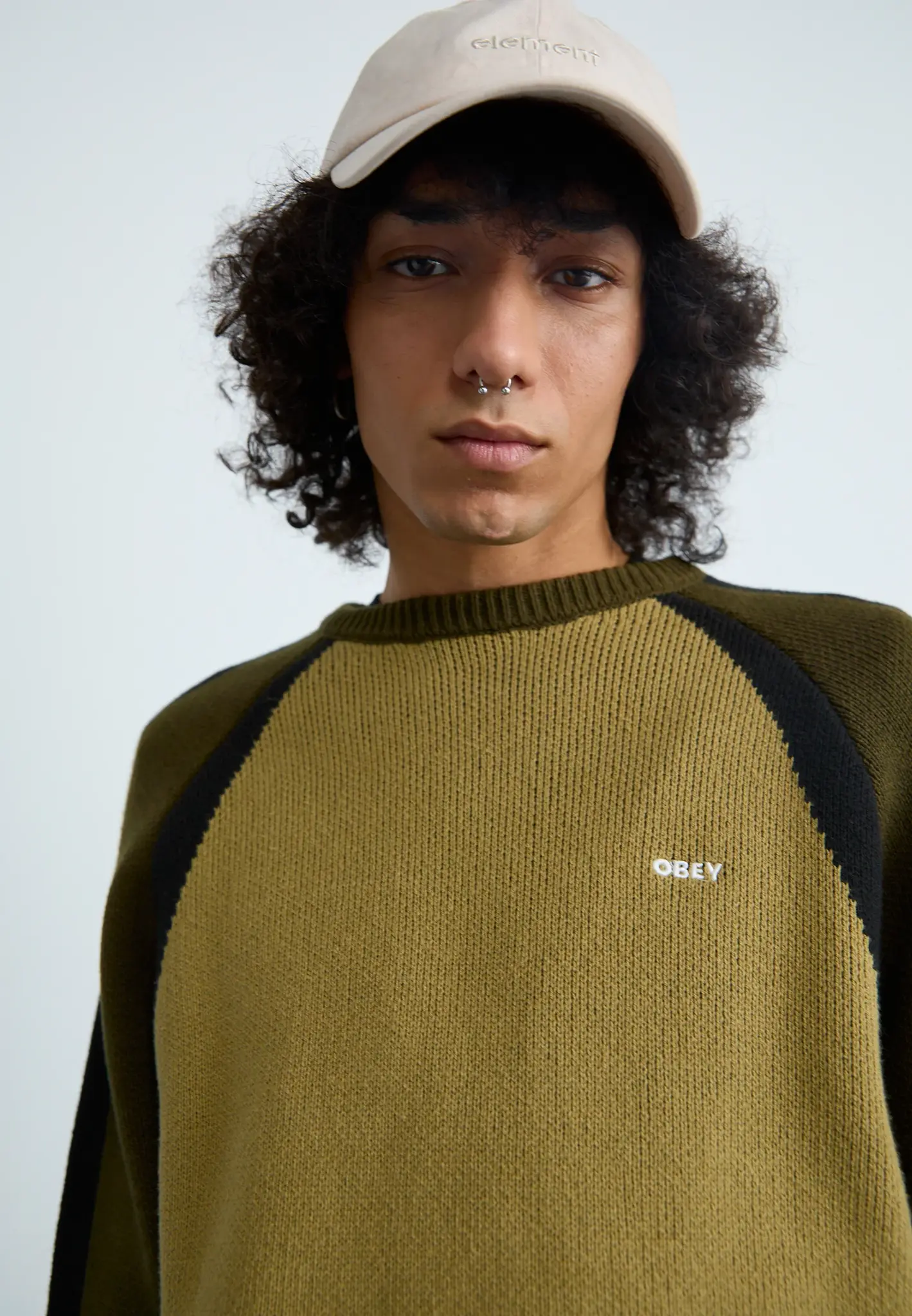 Obey Men Raglan Crew Neck Sweater