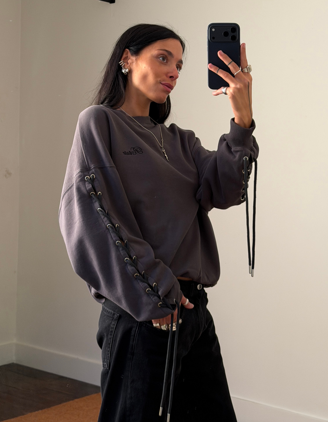 Rotate Lacing Crewneck Sweater