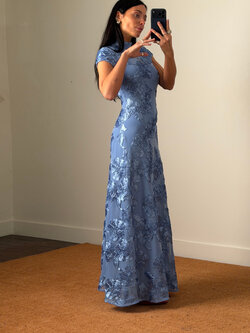 Rotate Mesh Capsleeve Maxi Dress