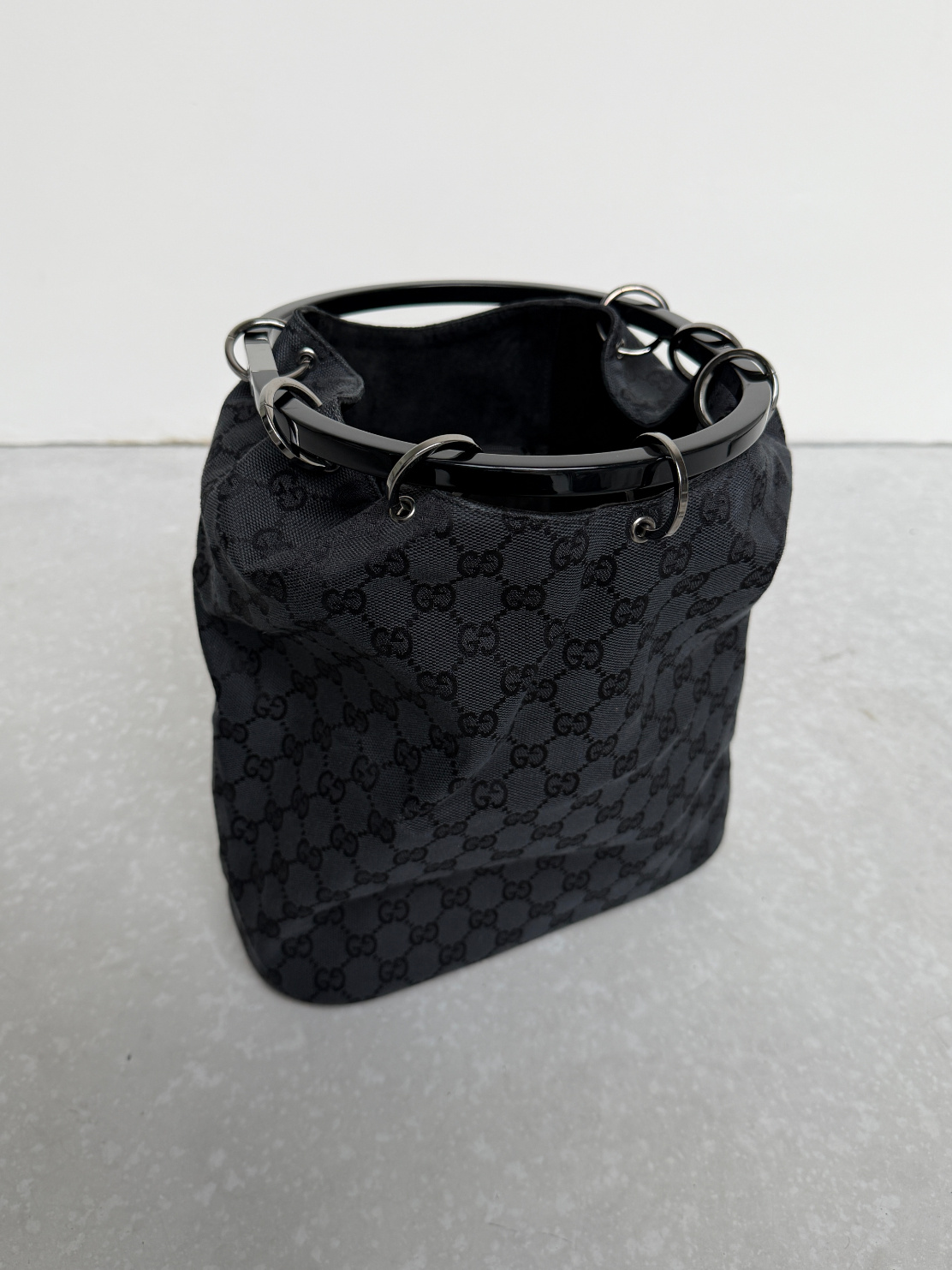 RR ARCHIVE Gucci GG Ring Handle Canvas Handbag