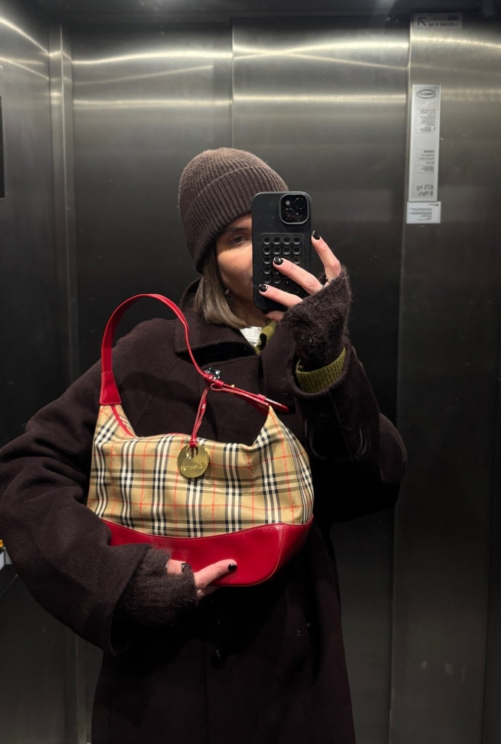 RR ARCHIVE Burberry Haymarket Canvas Shoulder Bag