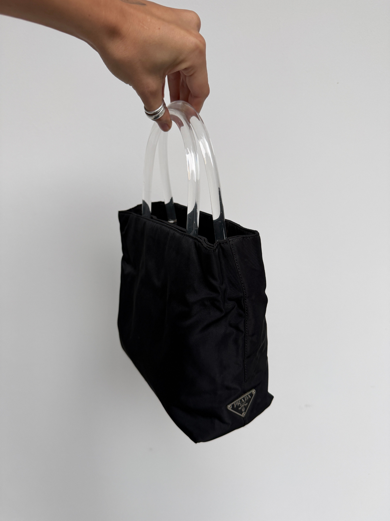 RR ARCHIVE Prada Nylon Plexi Handles Bag
