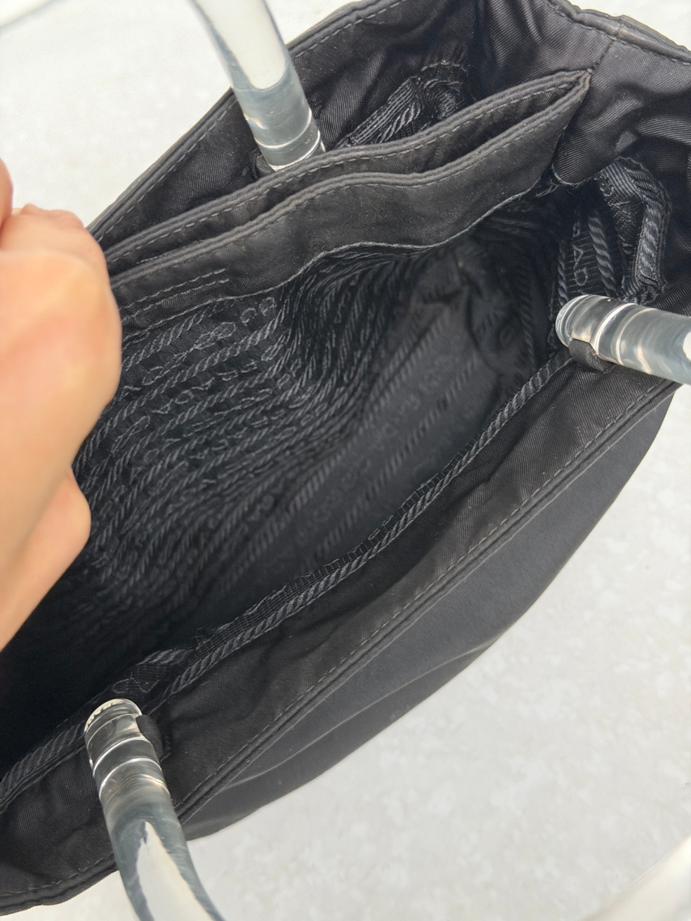 RR ARCHIVE Prada Nylon Plexi Handles Bag
