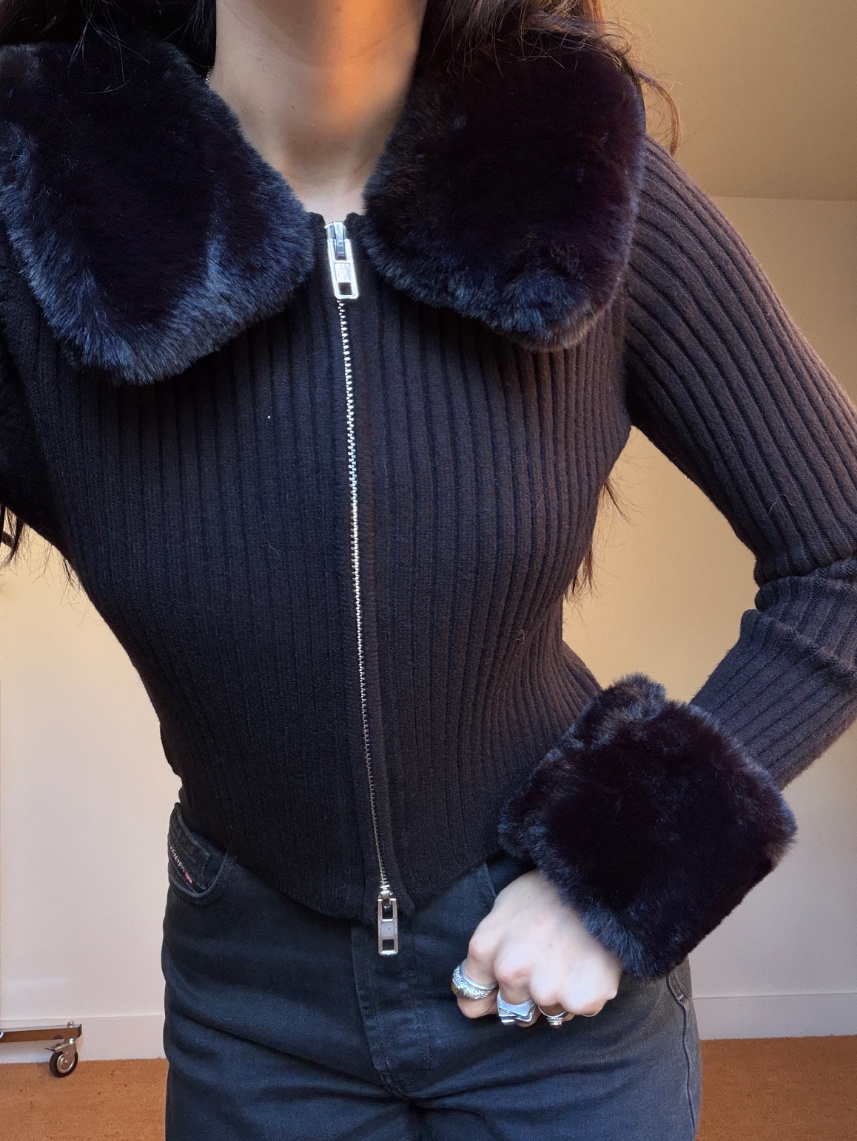 House of Sunny Peggy Zipper Cardigan