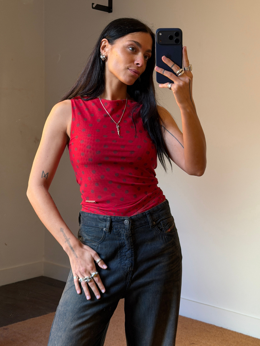 House of Sunny Double Layer Mesh Top