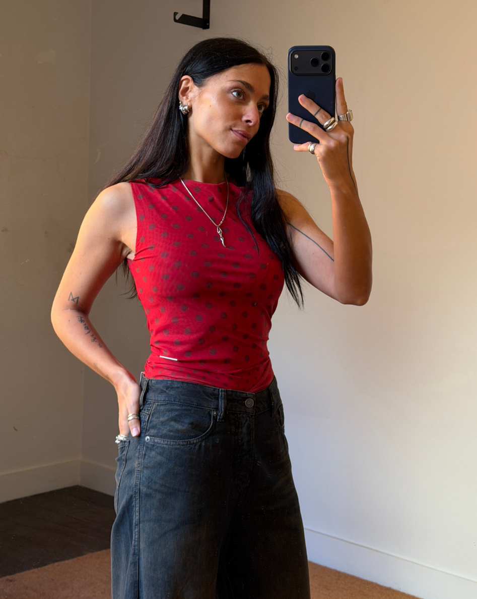 House of Sunny Double Layer Mesh Top