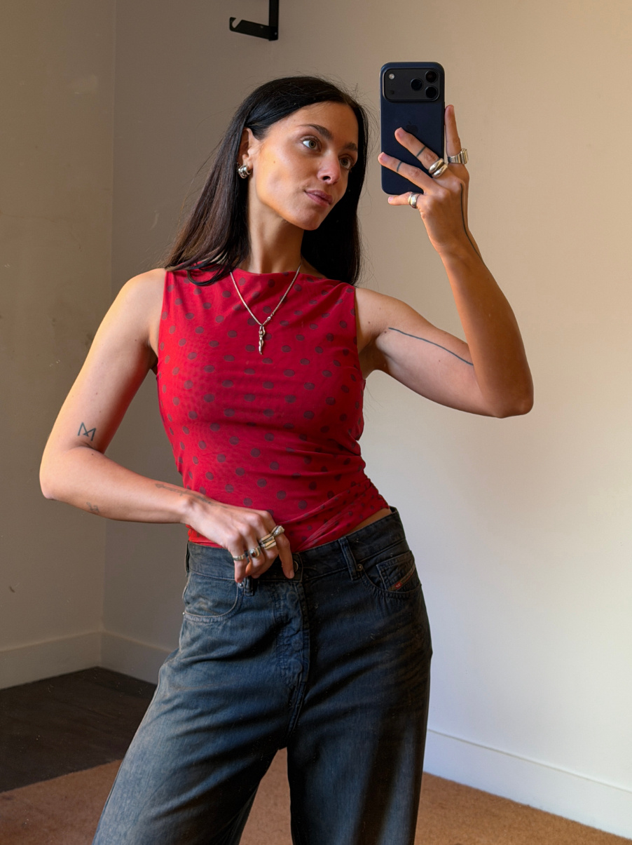 House of Sunny Double Layer Mesh Top