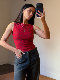 House of Sunny Double Layer Mesh Top