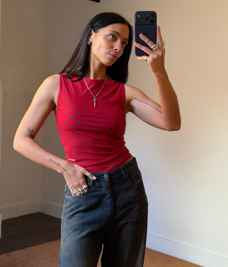 House of Sunny Double Layer Mesh Top