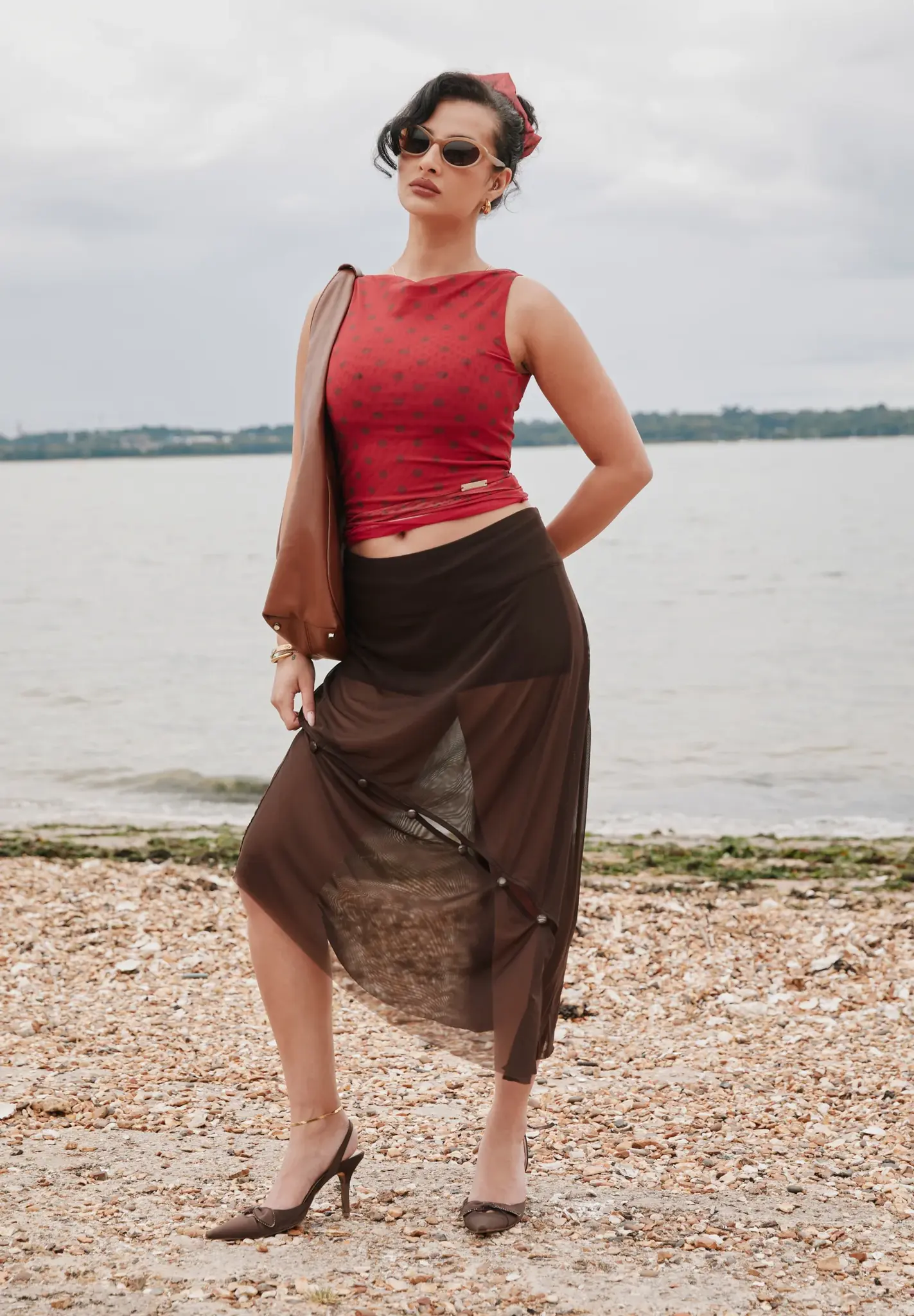 House of Sunny Double Layer Mesh Top