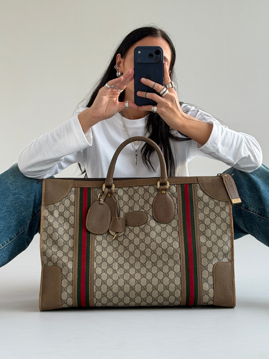 RR ARCHIVE Gucci GG Web Stripe Travel Bag