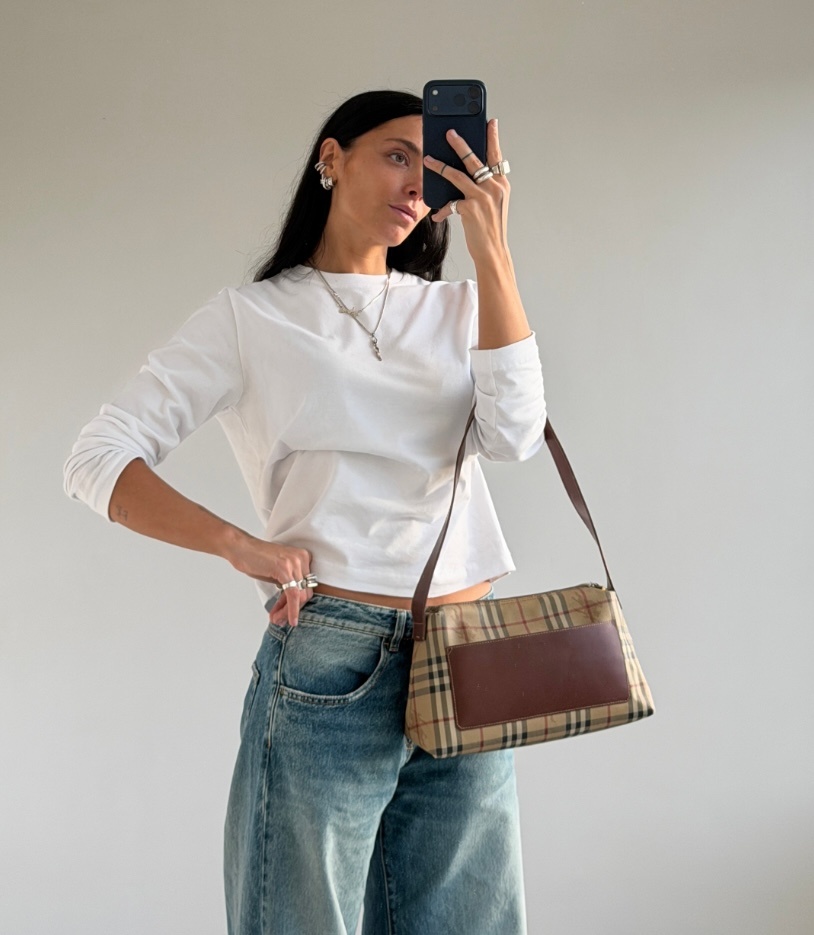 RR ARCHIVE Burberry Nova Check & Leather Shoulder Bag