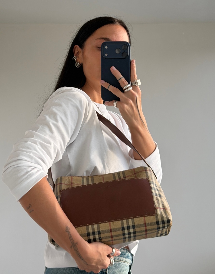 RR ARCHIVE Burberry Nova Check & Leather Shoulder Bag