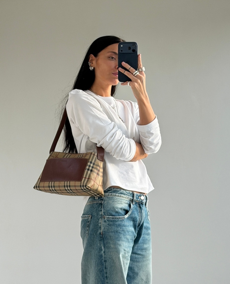 RR ARCHIVE Burberry Nova Check & Leather Shoulder Bag