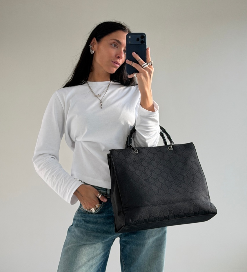 RR ARCHIVE Gucci Bamboo GG Canvas Tote