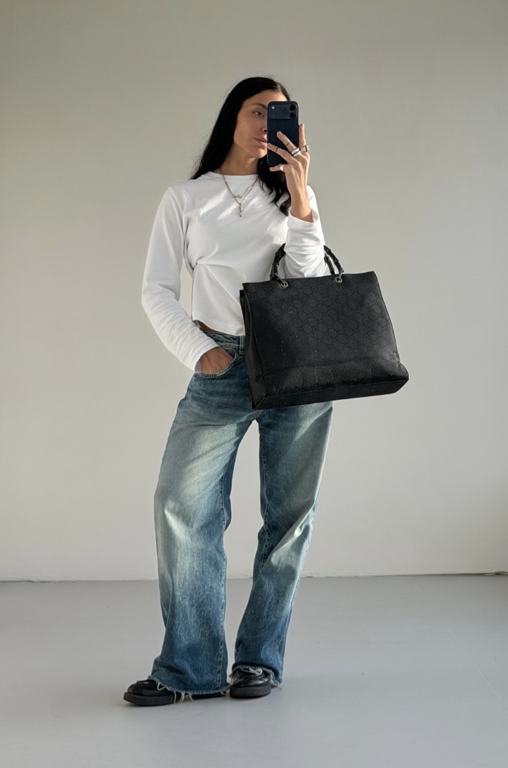 RR ARCHIVE Gucci Bamboo GG Canvas Tote