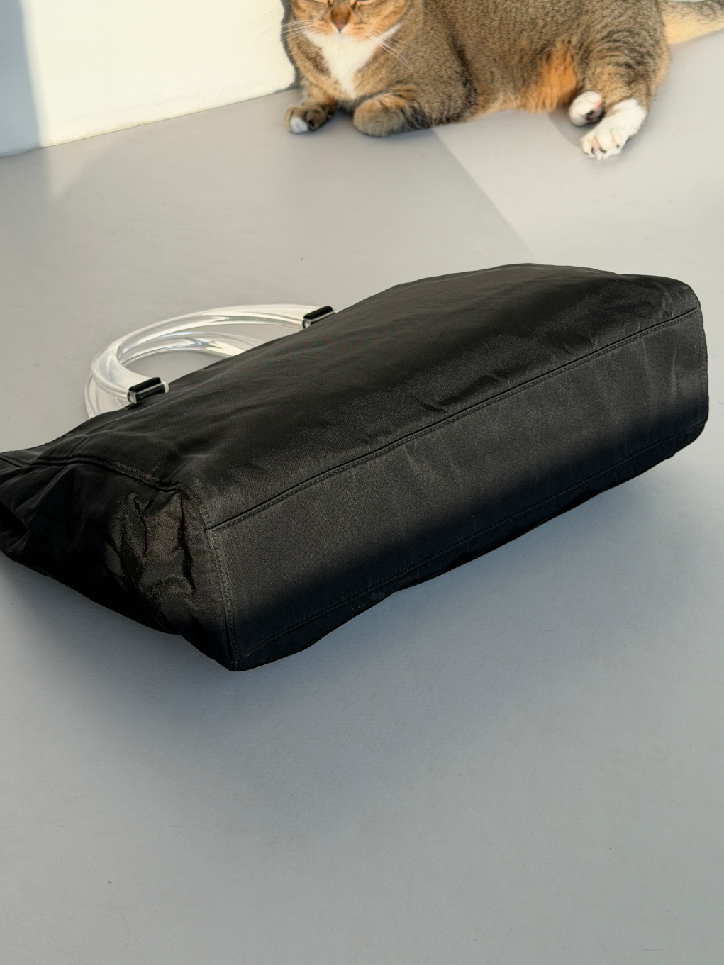 RR ARCHIVE Prada Nylon Plexi Handles Tote Bag