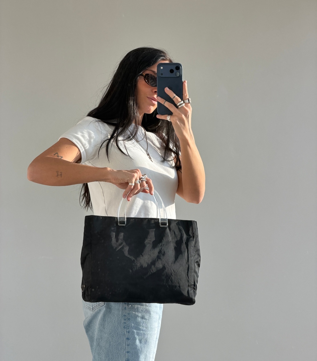 RR ARCHIVE Prada Nylon Plexi Handles Tote Bag