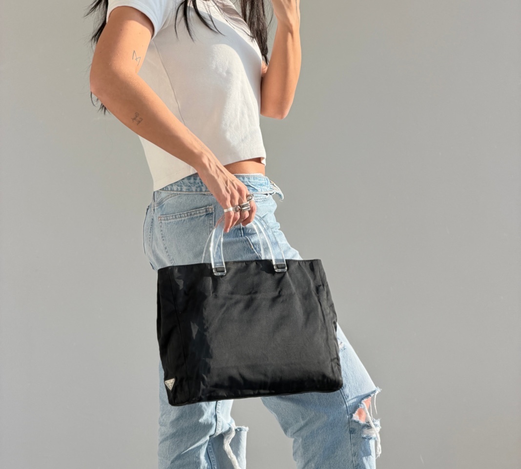 RR ARCHIVE Prada Nylon Plexi Handles Tote Bag