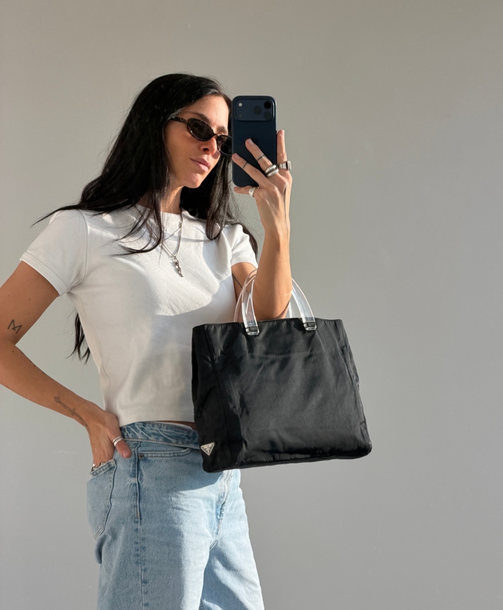 RR ARCHIVE Prada Nylon Plexi Handles Tote Bag