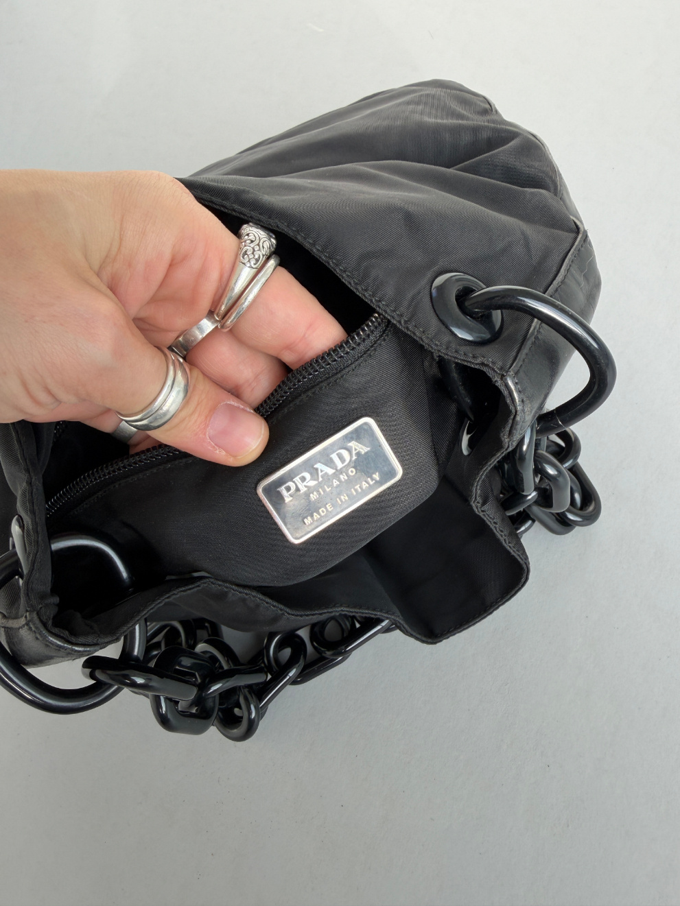 RR ARCHIVE Prada Ring Handle Nylon Bag