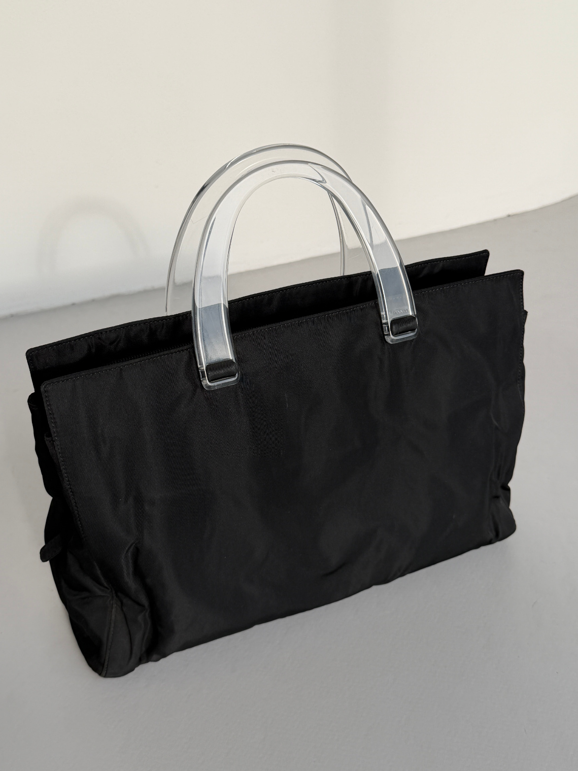 RR ARCHIVE Prada Nylon Plexi Handles Tote Bag
