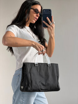 RR ARCHIVE Prada Nylon Plexi Handles Tote Bag