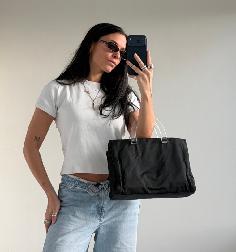 RR ARCHIVE Prada Nylon Plexi Handles Tote Bag