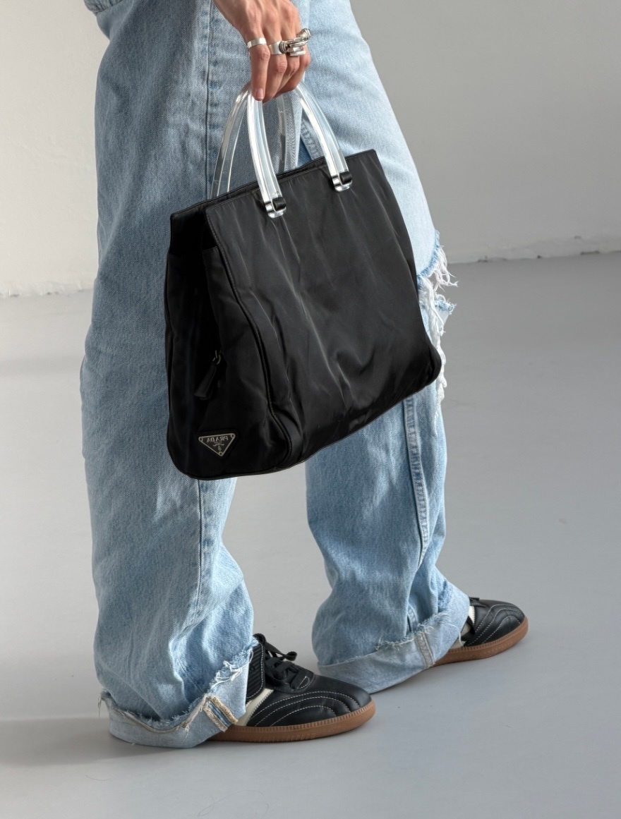 RR ARCHIVE Prada Nylon Plexi Handles Tote Bag