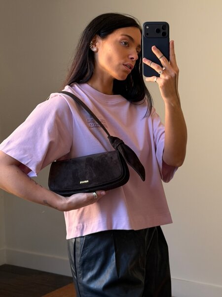 Rotate Suede Knot Strap Bag