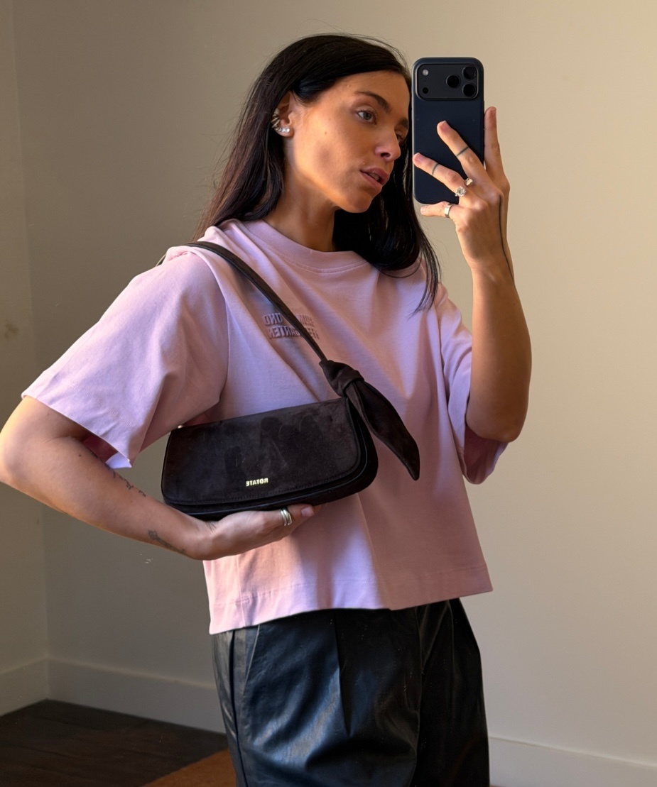 Rotate Suede Knot Strap Bag