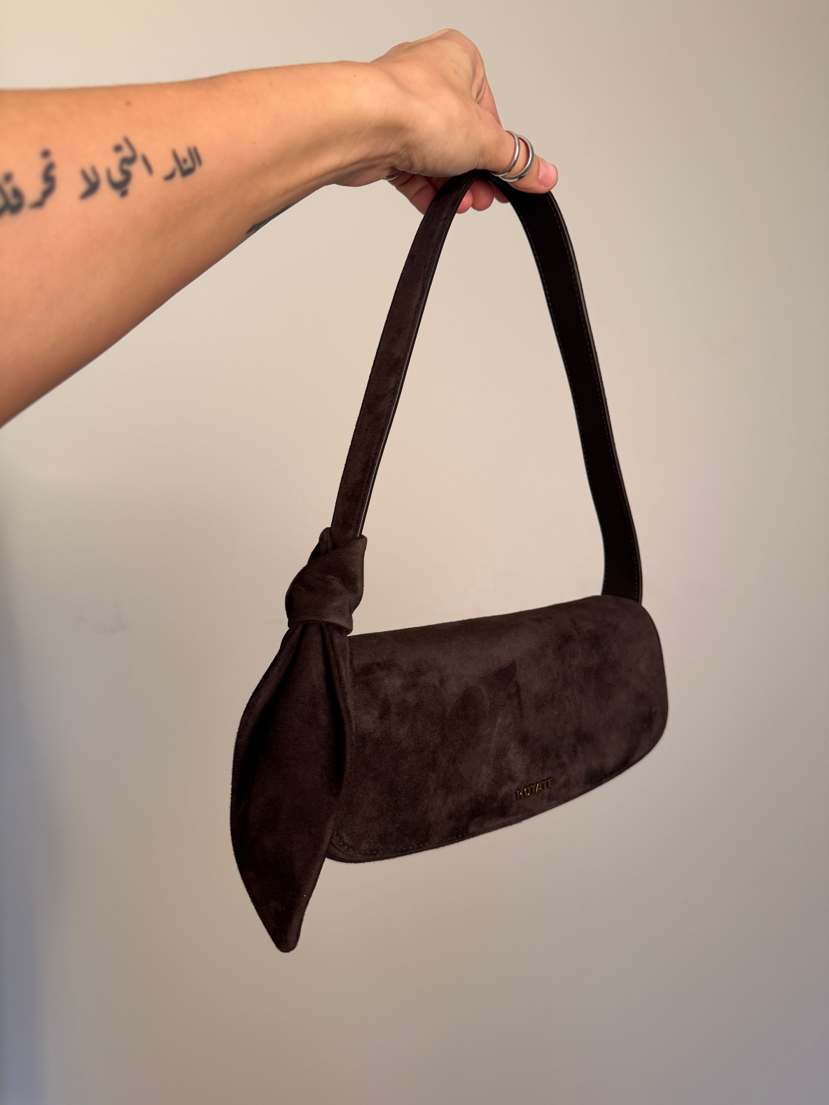 Rotate Suede Knot Strap Bag