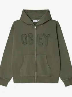 Obey Men Hybrid Faded Zip Hoodie
