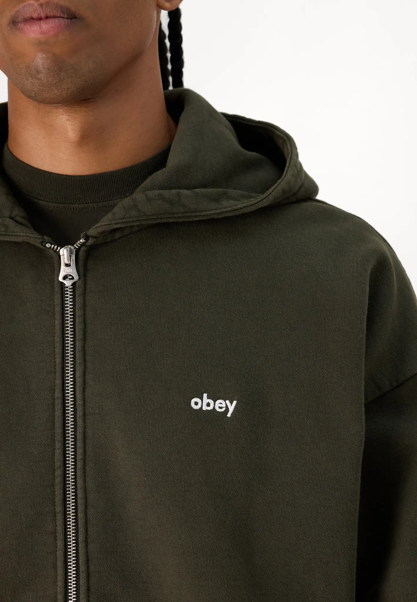 Obey Men Lowercase Pigment Zip Hoodie